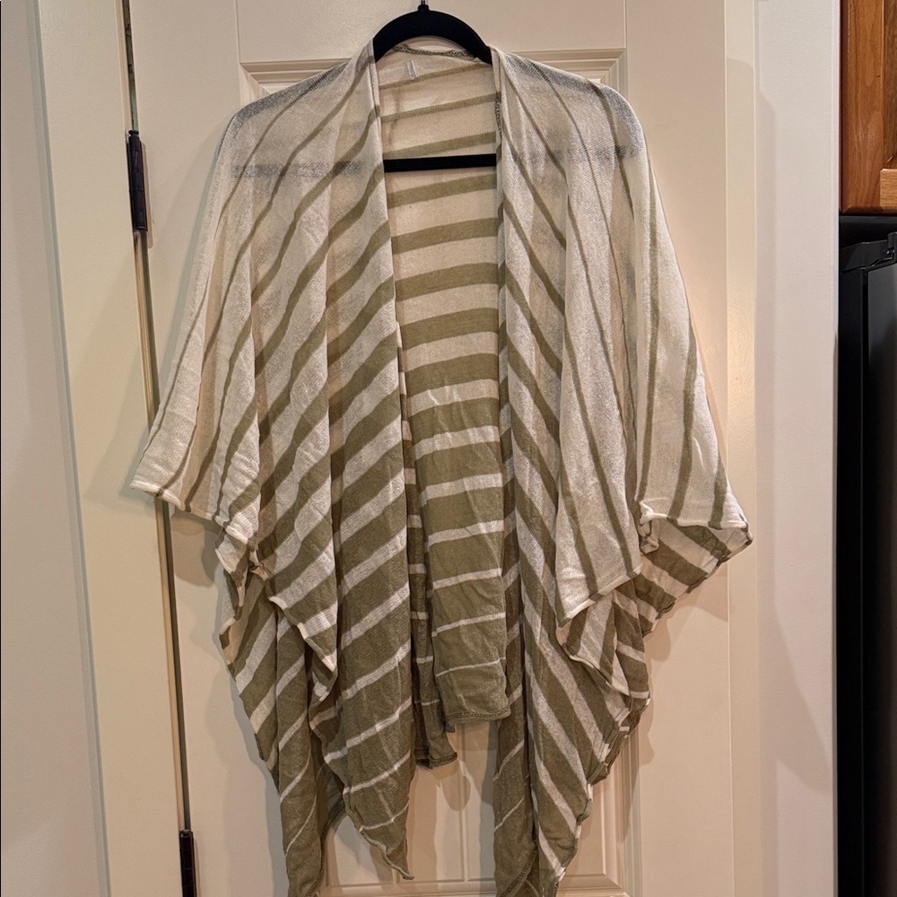 Striped Green and White Shawl